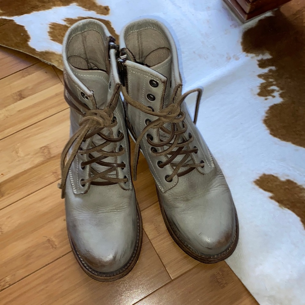 Freebird by Steven Taupe Lace-Up Leather Ankle Boots